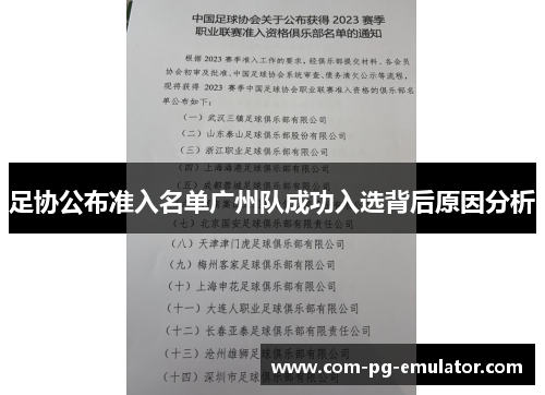 足协公布准入名单广州队成功入选背后原因分析